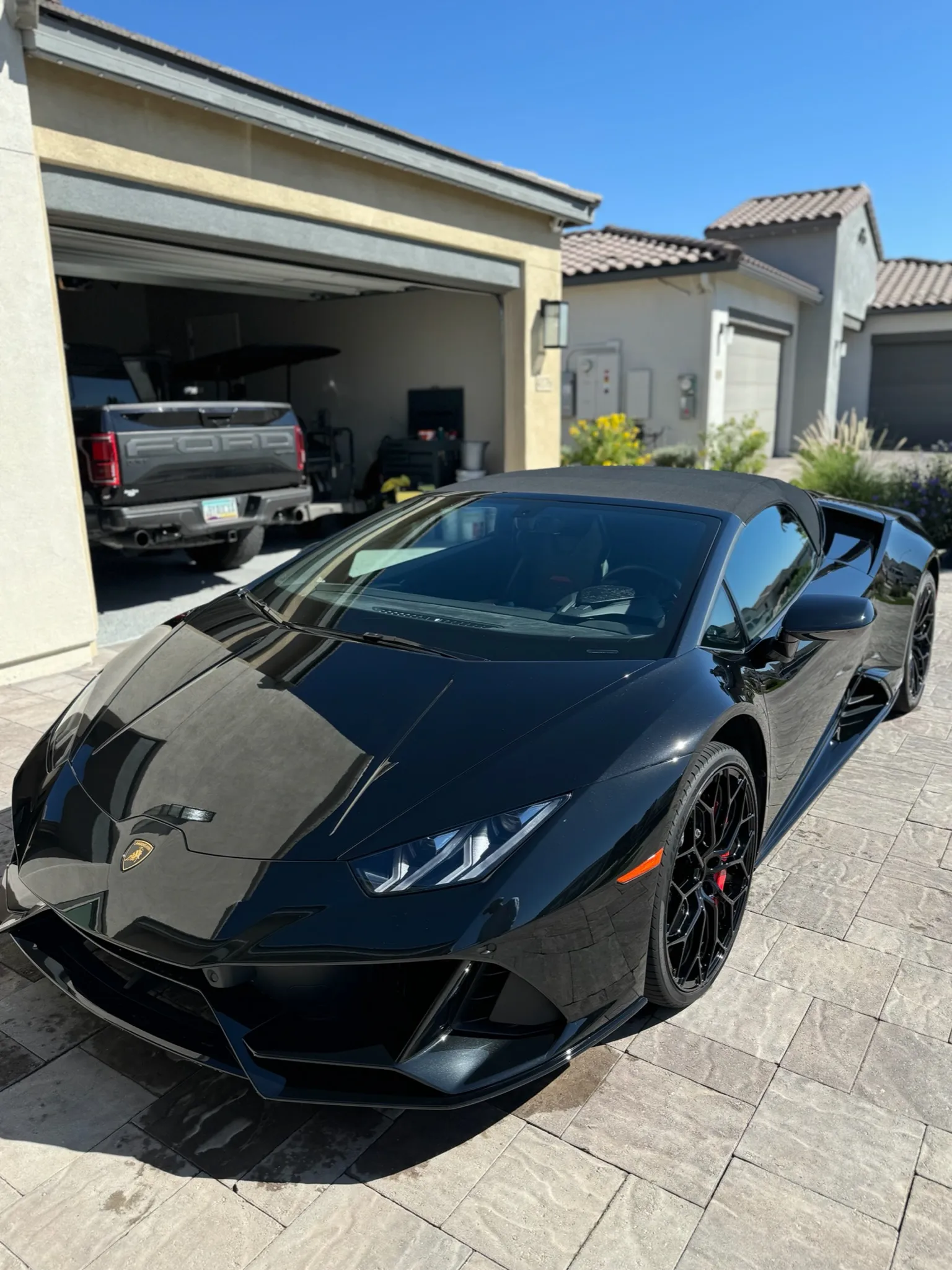 Black Lamborghini detailed to a mirror finish